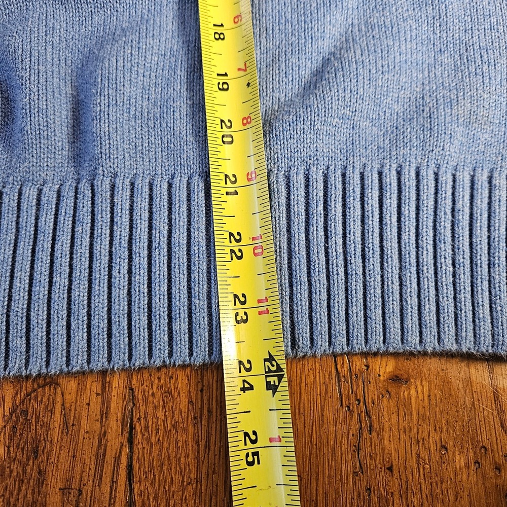 Tommy Hilfiger Mens Medium Blue Cotton Wool Blend Striped Knit Sweater - Picture 9 of 10